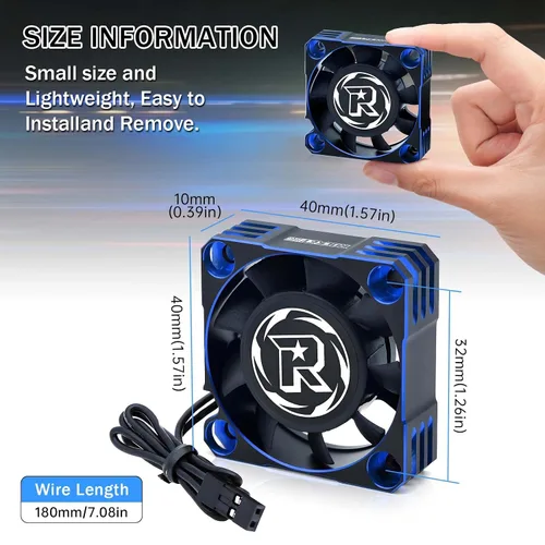 Miniatura 3 de 2 Pack Ventilador de Refrigeración de Motor de 40mm 16000RPM Ventilador de Refrigeración RC ESC Disipación de Calor para Coche RC 1/10 1/8