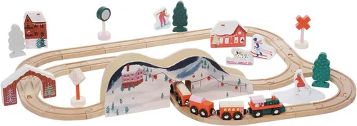 Miniatura 2 de Manhattan Toy Alpine Express - Juego de tren de juguete de madera de 49 piezas con accesorios escénicos para niños de 3 años en adelante