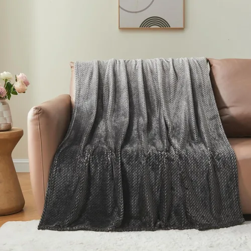 Miniatura 54 de NEWCOSPLAY Manta de Tiro Súper Suave Aqua Franela Sedosa Premium Fleece con Patrón de Hojas Ligera Manta de Cama para Uso en Todas las Estaciones
