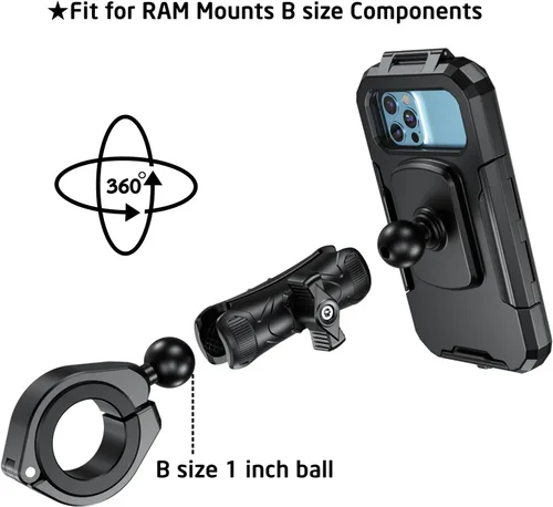 Miniatura 7 de iMESTOU Soporte de teléfono impermeable para ATV con adaptador de abrazadera grande de aluminio de 1 pulgada para manillar ATV UTV de 1.5