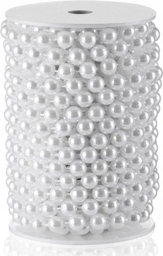Miniatura 17 de Guirnalda de Perlas de 10MM, 10.06 Metros de Cadena de Perlas de Imitación Dorada, Rollo de Hilo para Decoración de Boda y Fiesta, Adornos