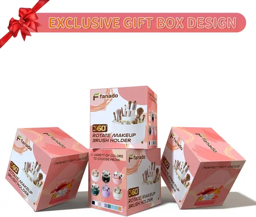 Miniatura 6 de fanado Organizador de brochas de maquillaje giratorio de 360°, organizadores de maquillaje para encimera, organización de maquillaje