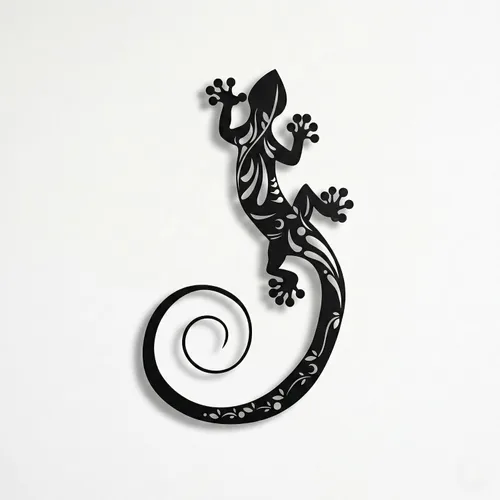 DEKADRON Arte de pared de metal, silueta de pared de lagarto, decoración de pared de metal para decoración de pared de hogar, oficina, dormitorio,