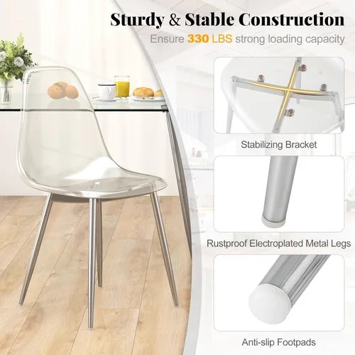 Miniatura 7 de Tangkula Juego de 4 mesas de comedor para 4, mesa y sillas de cocina modernas, mesa y sillas de cristal para sala de estar pequeña, cocina