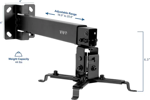 Miniatura 2 de VIVO Soporte de montaje para proyector de techo de pared ajustable universal, proyección de longitud extensible, negro, MOUNT-VP06B