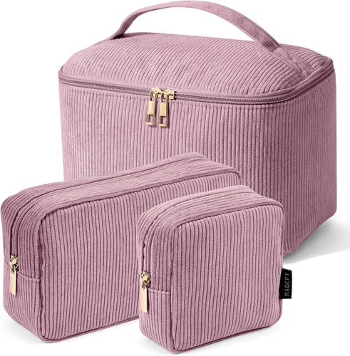 Miniatura 7 de MAGEFY Pequeña bolsa de maquillaje para bolso, mini bolsa de cosméticos de pana, linda bolsa cosmética para mujeres con bolsillos deslizantes