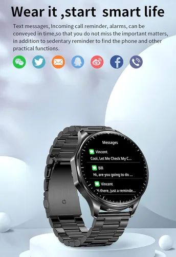 Miniatura 5 de Reloj inteligente 2 en 1 con auriculares, AMOLED de 1.43 pulgadas, pantalla táctil completa colorida y Bluetooth, reloj inteligente para hombres