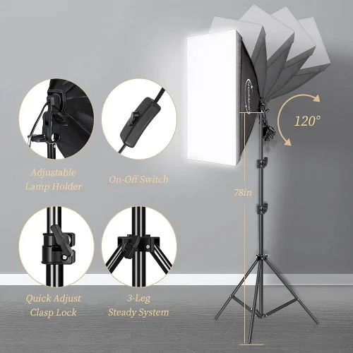 Kit de iluminación de fotografía ShowMaven, kit de iluminación de softbox con fondo fotográfico para fotografía de productos, fotografía de