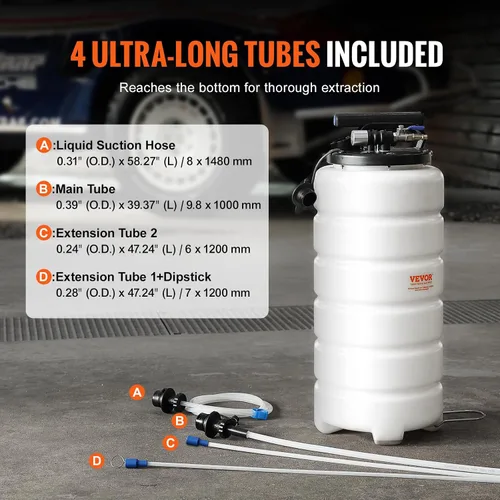 Miniatura 4 de VEVOR Bomba extractora de fluidos neumática/manual de 15L, extractor de líquido al vacío para cambiador de aceite, bomba de cambio de aceite