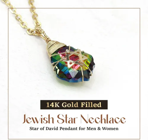 Miniatura 44 de Collar de estrella de David para mujeres y hombres, collar de estrella judía relleno de oro de 14 quilates, collar de Israel