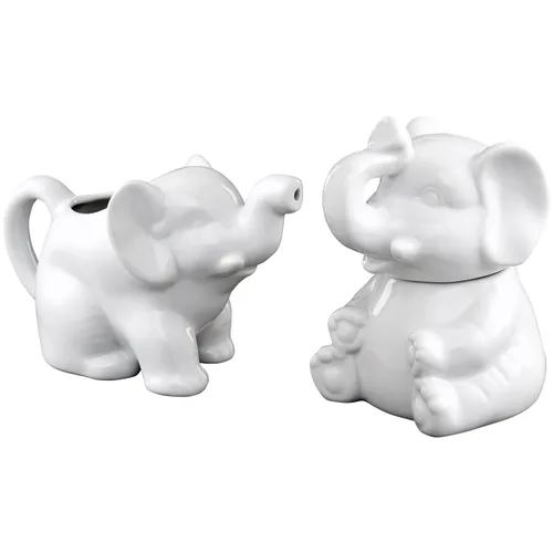 Miniatura 10 de HIC Kitchen Mini crema de elefante con asa, porcelana fina, 2 onzas, para servir leche, crema, jarabe, aderezos y salsas