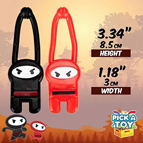 Miniatura 5 de PICK A TOY Juguetes ninja para niños y niñas, suministros de recuerdos de fiesta, ninjas voladores elásticos, 24 piezas, juguetes de tirachinas