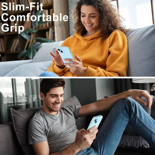 Miniatura 2 de DEENAKIN Funda compatible con iPhone 13 con protector de pantalla, silicona suave y sedosa, funda mejorada para cámara, probada contra caídas de 16