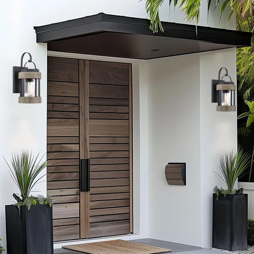 Miniatura 5 de Kira Home Rochester - Farol de pared moderno de granja para exteriores de 14 pulgadas con pantalla de vidrio transparente, aplique de pared exterior