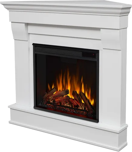Real Flame Chateau - Chimenea eléctrica esquinera de 41 pulgadas con repisa para sala de estar o dormitorio, calentador de inserto reemplazable,
