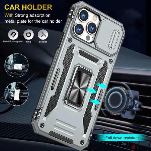 Miniatura 52 de Funda para iPhone 13 Pro con funda para cámara, con soporte de anillo para soporte, con función de montaje magnético para automóvil, para iPhone 13