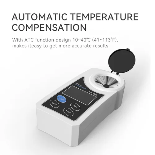 Miniatura 5 de 0-55% Refractómetro digital brix con ATC, refractómetro portátil, ± 0.5 Precisión, índice refractivo/conversión de modo de operación de contenido
