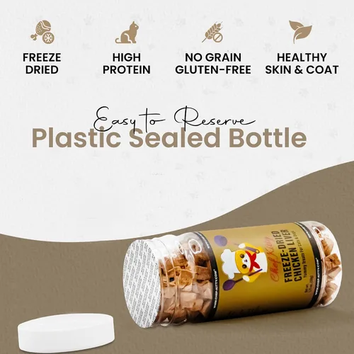 Miniatura 7 de Golosinas de hígado de pollo liofilizadas para gatos y perros, 100% grado humano, un solo ingrediente, alto en proteínas, aperitivo saludable, sin