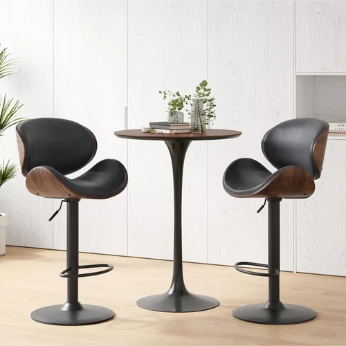 Miniatura 8 de Soohow Juego de 2 taburetes de bar ajustables, ergonómicos y modernos con respaldo para isla de cocina, taburete de bar de piel sintética