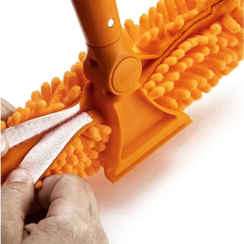 Miniatura 4 de Escobilla giratoria de 10 pulgadas con cepillo de microfibra extraíble 2 en 1 y cabezal de lavadora para limpieza de ventanas y paneles solares, se