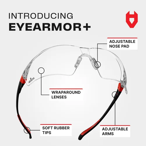 Miniatura 2 de NoCry Gafas de seguridad transparentes para hombres y mujeres con lentes envolventes antivaho y resistentes a los arañazos, patillas ajustables