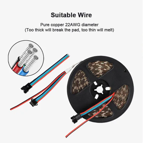 Miniatura 2 de WS2812B - Tira de LED de 12 V WS2815 (WS2812B actualizado) con luz direccionable individualmente, tira de LED programable con conectores JST-SM de 4