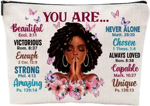 Miniatura 15 de God Says You Are...- Regalo cristiano para mujer, inspirador versículo bíblico, bolsas de cosméticos con cremallera, bolsa de viaje religiosa