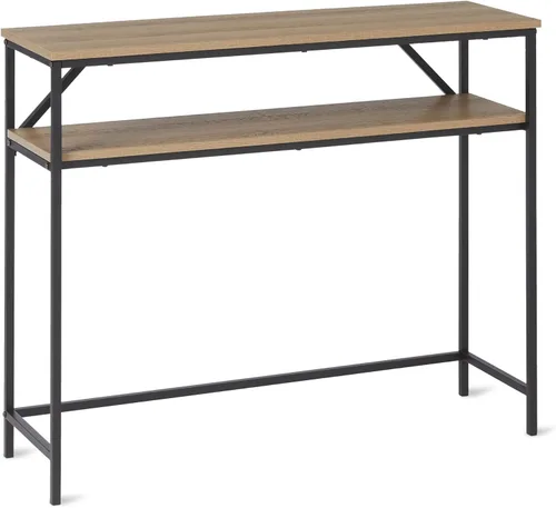 Miniatura 11 de Amazon Basics Mesa de centro rectangular con estante inferior, mesa central para sala de estar, de madera, 19.9" P x 31.5" A x 16.5" Al Roble