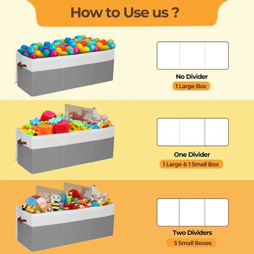 Miniatura 7 de Caja de juguetes extragrande, almacenamiento de juguetes plegable y resistente de 150 litros con tapa, organizador de almacenamiento para niños