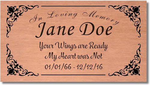 Miniatura 14 de Placa conmemorativa con borde elegante, mensaje personalizado y emblemas de reconocimiento de memoria de identificación, fabricado en Estados Unidos