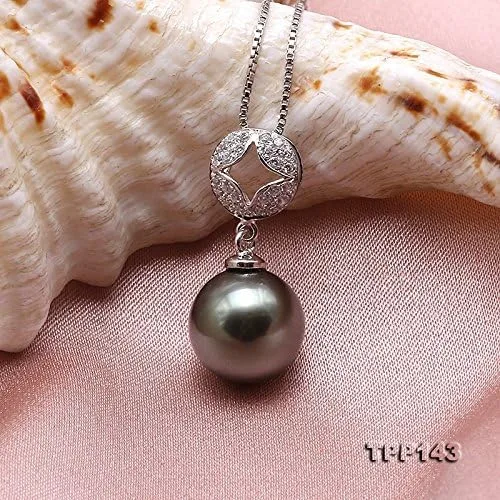 Miniatura 5 de Plata de ley jyx 9,5mm Tahitian Perla Cultivada Collar con Colgante