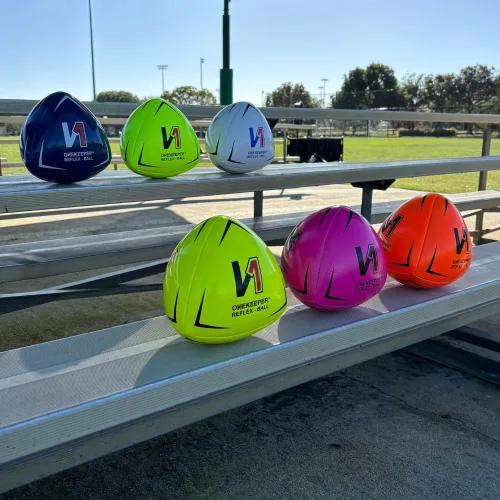 Miniatura 3 de ONEKEEPER Pelota de reflejo y reacción para fútbol - Blanco, naranja, azul, rosa y amarillo fluo, entrenamiento de agilidad y coordinación