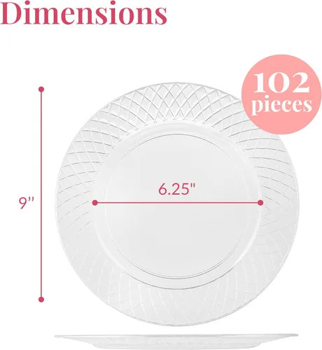 Miniatura 3 de Prestee 102 platos de plástico transparente desechables - Platos de plástico duro transparente de 6.25 pulgadas de alta resistencia para fiestas
