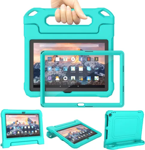 Miniatura 12 de DJ&RPPQ Funda para tablet infantil de 10 pulgadas, a prueba de golpes, con asa protectora, color negro