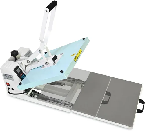 Prensa de calor de 15 x 15 pulgadas, calidad industrial con presión ajustable, máquina de transferencia de calor deslizante para camiseta, azul