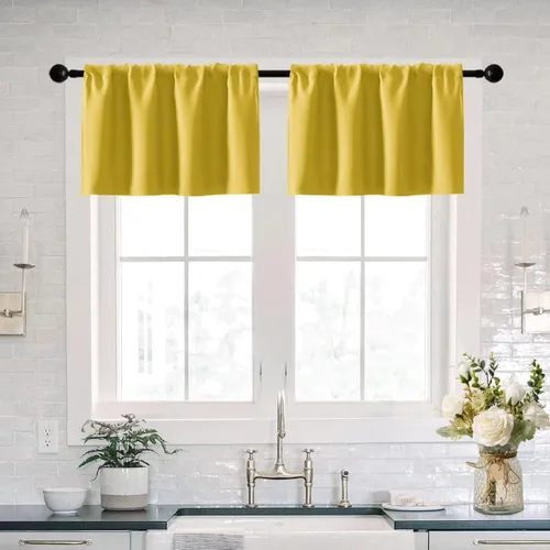 Miniatura 7 de XTMYI Cortinas de tela impermeable de 30 pulgadas para ventana de baño, cocina, mini ducha, pequeños paneles de cortina opacas cortos, juego de 2