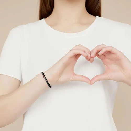 Miniatura 4 de Pulsera con código morse para parejas, mujeres y hombres, cuerda ajustable, grabada, juego de 2 pulseras de amor a juego, cuentas de madera