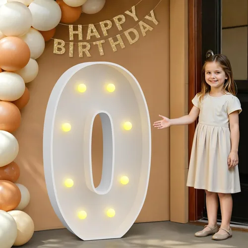 Miniatura 91 de IMPRSV Letras de mosaico iluminadas de marquesina, 4 pies para globos y fiestas, decoración de kit de arco