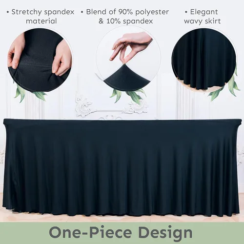 Miniatura 5 de Falda de mesa para mesas rectangulares de 6 pies – Fundas de mesa de elastano para mesa estándar de 6 pies – Mantel elástico ajustable de una pieza