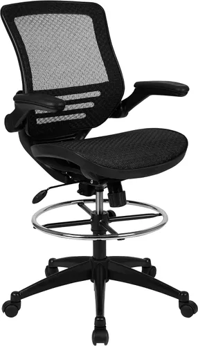Miniatura 11 de Silla Flash Furniture de malla, negra, transparente, con marco dorado melrose y brazos abatibles, Metal, Negro, "Negro