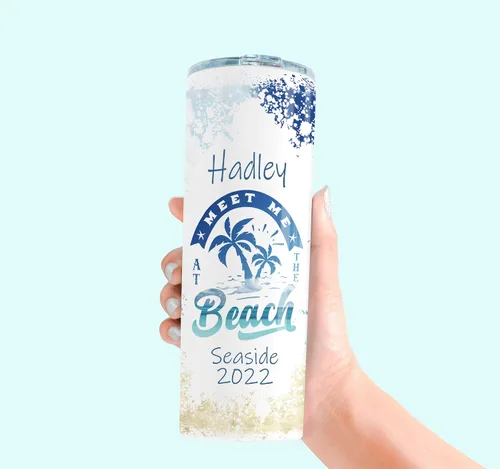Miniatura 3 de AVITO Vaso personalizado para vacaciones en la playa, vaso delgado de 20 onzas con tapa y pajita, tazas de vacaciones familiares, regalo de viaje