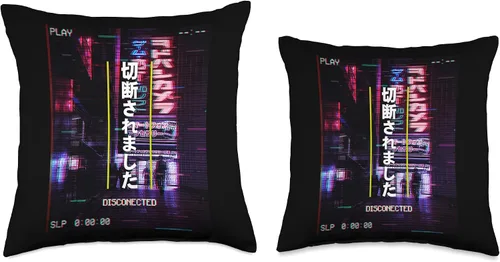 Miniatura 3 de Japanese Vaporwave 80's 90's Aesthetic Clothes Disconnected Night Tokyo Japan in Vaporwave Cyberpunk Glitch - Almohada de 16 x 16 pulgadas