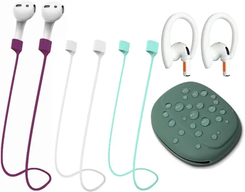 Miniatura 10 de BUISAMG AirPods Magnetic Anti-lost Shoulder Strap, Soft Silicone Sport Lanyard, Neck Cord Cord for Headphones, 4-Pack Rojo vino