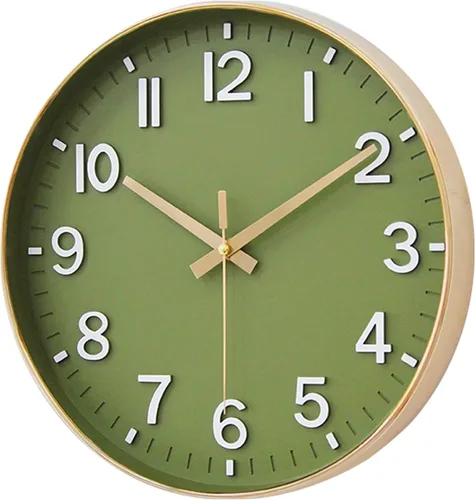 Miniatura 3 de HZDHCLH Reloj de pared con pilas, reloj de pared dorado verde, reloj de pared de 8 pulgadas, silencioso, sin tictac, números 3D modernos para Verde