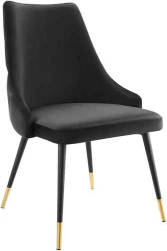 Modway Adorn Silla auxiliar de comedor de terciopelo copetudo, color negro, 25 pulgadas de profundidad x 22 pulgadas de ancho x 34 pulgadas de alto