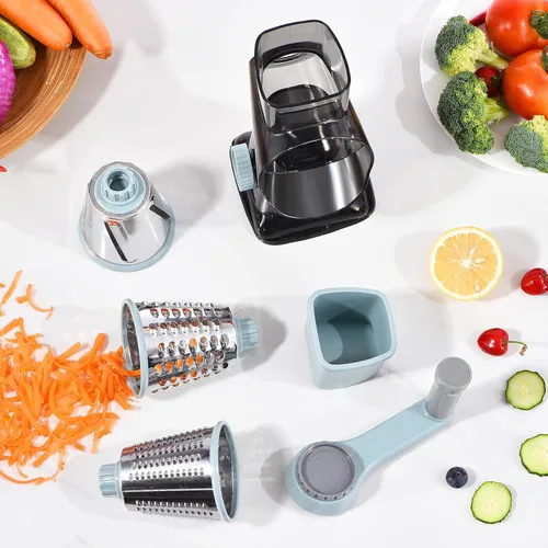 Miniatura 8 de Rallador de queso rotativo con mango Triturador de cocina Rallador Rebanador Rallador Raspador de hielo Rallador de queso para verduras, nueces