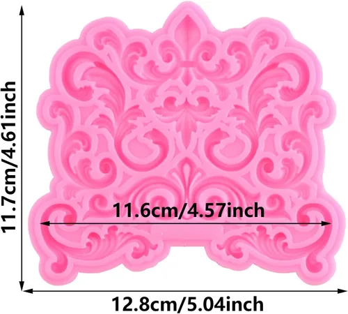 Miniatura 2 de Moldes barrocos de silicona para fondant de encaje de volutas para alivio de flores de caramelo, molde de filigrana esculpido en 3D para decoración