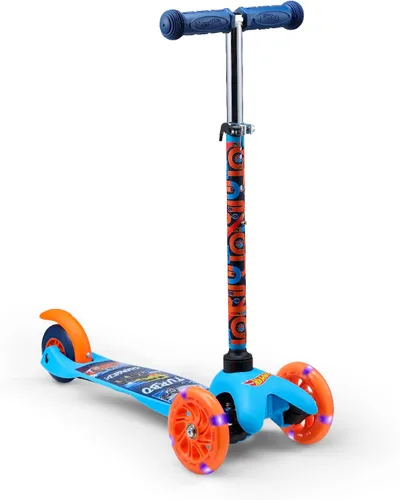Self Balancing Kick Scooter with Light Up Wheels, Extra Wide Deck, 3 Wheel Platform, Foot Activated Brake, 75 lbs Limit, Kids & Toddlers Girls or
