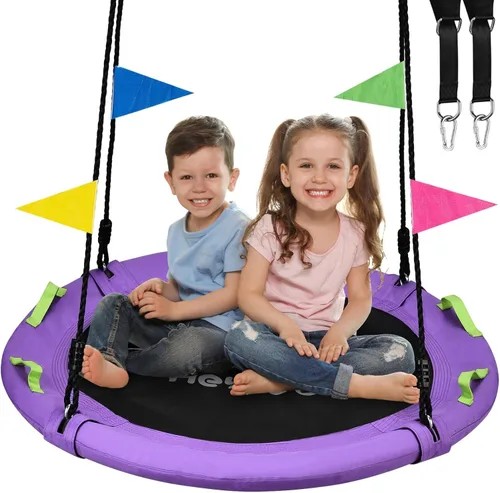 HeyZoo Columpio de Árbol, Columpio Platillo de 40 Pulgadas para Niños, Capacidad de Peso de 900 Libras, con Correas Colgantes Ajustables, para Patio