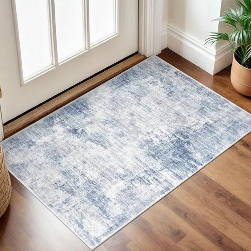 Miniatura 325 de IOHOUZE Alfombra pequeña abstracta de 2 x 3 pies, alfombra de entrada lavable para entrada interior, alfombras con respaldo de goma, alfombra gris